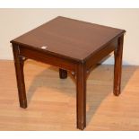 A mahogany occasional table, of square form raised on chamfered supports,