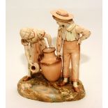 A Royal Worcester blush ivory porcelain figure group of water carriers,