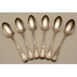 A set of six silver Scottish King's pattern tablespoons,