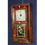 A Victorian American mahogany cased wall clock by Newhaven Clock Co, with two lead weights,