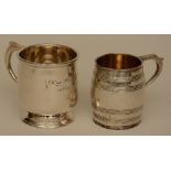 A Regency silver tankard, hallmarks for London 1810, 7cm high, also with another silver tankard,