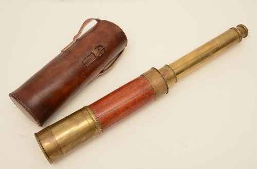 A brass mounted three draw telescope, circa early 20th century,