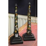A pair of black slate obelisks circa late 19th century,