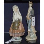 A Lladro figure of a gentleman, 30cm high, together with a Lladro figure of a girl in Dutch dress,