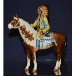 A Beswick figure of a north American Indian, mounted upon a skewbald horse,