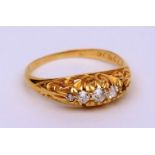 An Edwardian gold and five stone diamond ring,