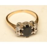 An 18ct gold sapphire and diamond dress ring,