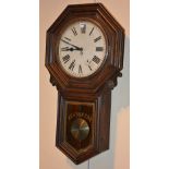 A Victorian American regulator wall clock by New Haven Clock Co,