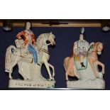 Two Staffordshire pottery flatback figures circa 19th century, comprising of Prince of Wales,