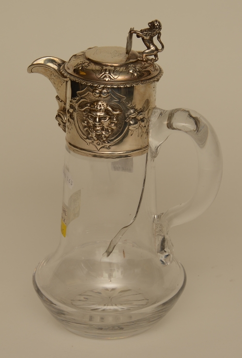 A Victorian silver mounted claret jug hallmarks for London 1845,