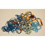 A small collection of vintage bead necklaces,