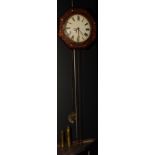A Victorian 'Wag at the Wa' wall clock, with mother of pearl inlay to octagonal frame,