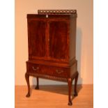 A Chippendale style utility cabinet, with two panelled doors above single drawer,