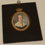 A portrait miniature watercolour on ivory of 'Lady in Black' circa 19th century,