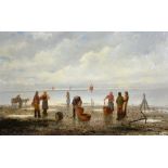 A Vescovi (19th Century) 'Fisherman on the Shore' Oil on canvas, signed bottom right,