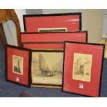 A small group of engravings and etchings, including those by H Robin, James McIntyre, Emile Leny,