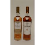 The Macallan 10 year old Highland single malt scotch whisky, matured in sherry oak casks, 40% vol,