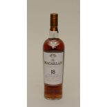 The Macallan 18 year old Highland single malt scotch whisky, distilled in 1997 and in earlier years,