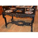 A Japonaisiere ebonised table,