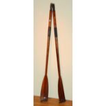 A pair of vintage oak boat oars,