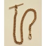 A 9ct gold twist link Albert chain, 27cm long, stamped 9c to clasp, 23.