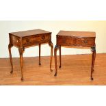 A pair of reproduction walnut side tables,