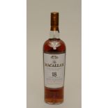 The Macallan 18 year old Highland single malt scotch whisky, distilled in 1997 and in earlier years,