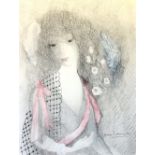 After Marie Laurencin 'Female Protagonist' Lithograph, signed within lithograph lower right,