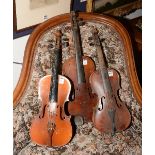 Three student violins, 57, 59,