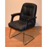 An Italian retro black leather armchair by Zefla,