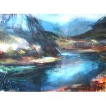 Hamish Lawrie (Scottish 1919-1987) ARR 'A Bend in the River' Mixed media, signed lower left,