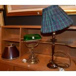 A modern desk lamp, with swivel green glass shade, 33cm high,