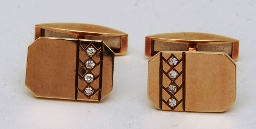 A pair of 9ct gold and diamond cufflinks,