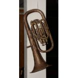 A large plated trombone by Boosey & Co, horn 24cm diameter,