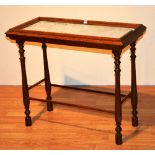 An early 20th century converted mahogany and marble top occasional table, 56cm high x 79.