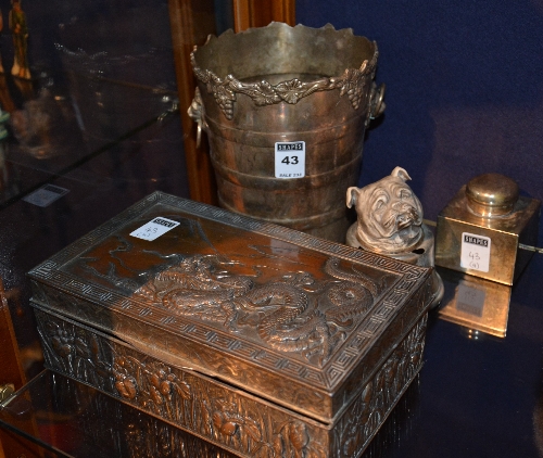 An Epns on copper wine cooler, with vine and lion mask decoration,