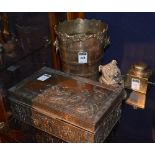 An Epns on copper wine cooler, with vine and lion mask decoration,