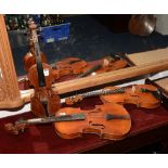 Three student violins, 48, 55,