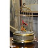 A 20th century German singing birdcage automaton, in the Victorian style, with two songbirds,