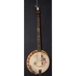 A vintage five string banjo by John Grey & Sons London,
