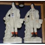 A pair of 19th century pottery Staffordshire figures of Rabbie Burns,