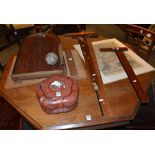 A mixed lot of wood items, to include T-squares London makers Bagatelle Board etc,