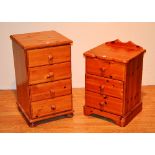 Two modern pine bedside cabinets, with three and four drawers,