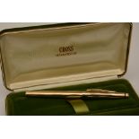 An 18ct gold Cross fountain pen, stamped 750 to lid,