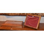 A vintage wooden and glazed cigar display case, raised on easel support, 38cm high x 42.
