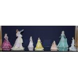 Seven Coalport bone china statuettes, comprising of Claire, Mary, Togetherness - A Gift of Love,