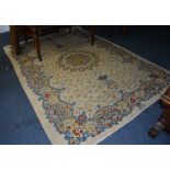 A signed Persian Ifsahan carpet, circa 1940's, the central blue floral medallion over cream ground,