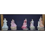 Five limited edition Coalport bone china statuettes, comprising of Catherine, Blue Moon,