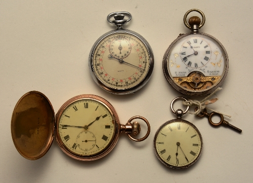 A gentleman's silver Swiss made 8 day pocket watch,