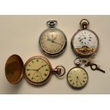 A gentleman's silver Swiss made 8 day pocket watch,
